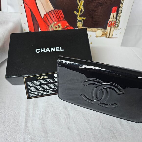 CHANEL Handbags - Chanel Camelia Patent Leather Bifold Long Wallet